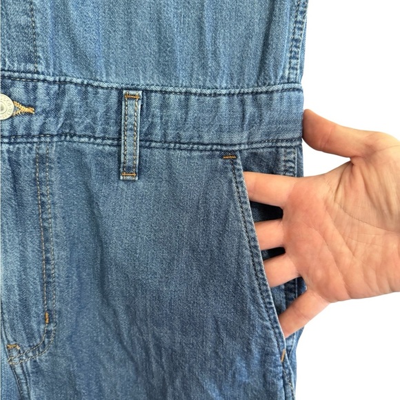 Levi's Blue Denim 100% Cotton Women's Button Up Romper Pockets Cinched Waist XS - Picture 3 of 15